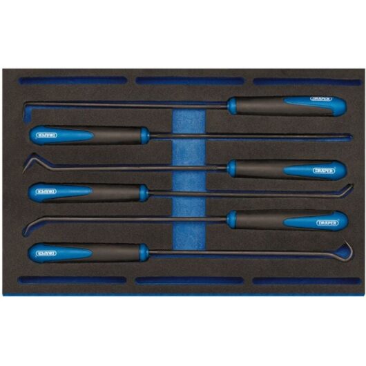 Draper Tools - Draper Long Reach Hook and Pick Set in 1/4 Drawer eva Insert Tray (6 Piece) (63494)