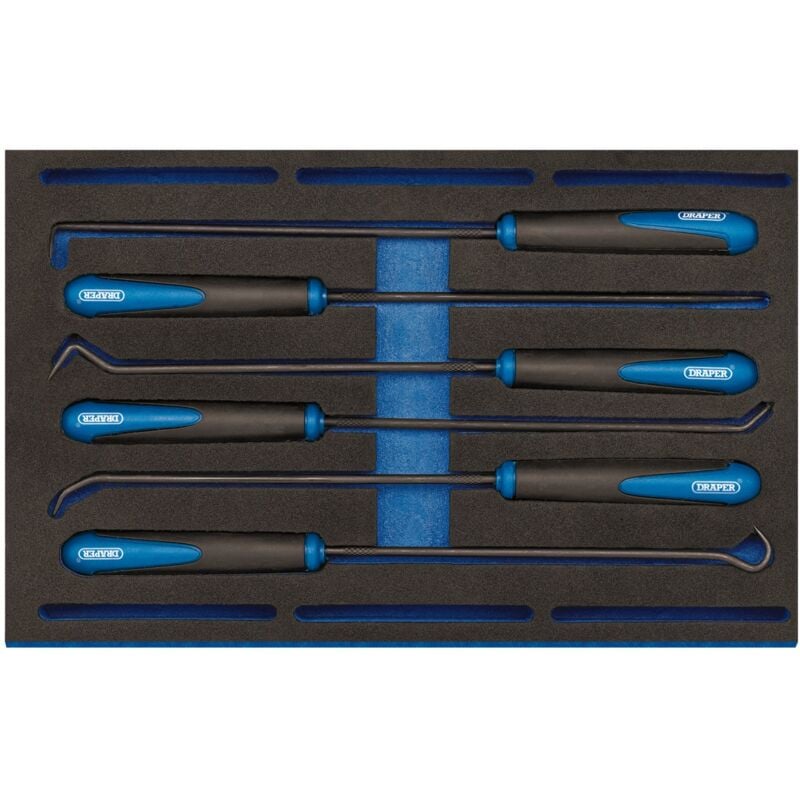 Draper Tools - Draper Long Reach Hook and Pick Set in 1/4 Drawer eva Insert Tray (6 Piece) (63494)