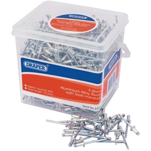 Draper Tools - Draper Tub of 800 (Approx) 4.8mm Diameter Blind Rivets (37659)