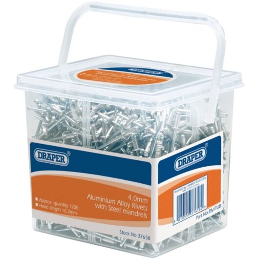Draper - Tub of 1200 (Approx) 4.0mm Diameter Blind Rivets (37658)