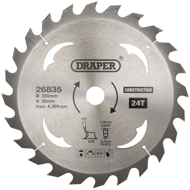 Draper - tct Construction Circular Saw Blade, 305 x 30mm, 24T (26835)