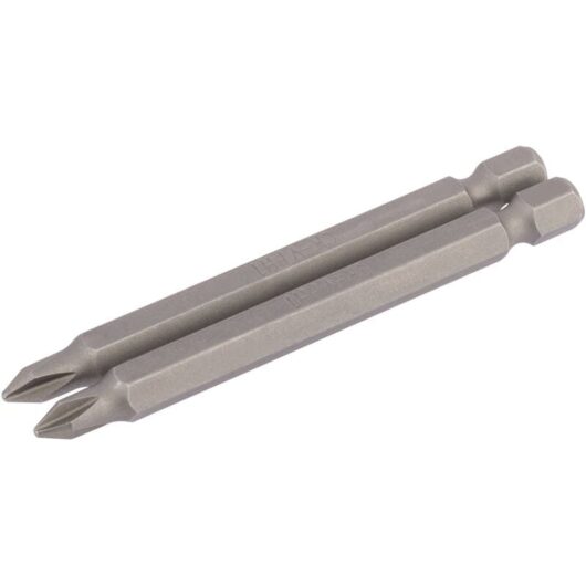 No.1 1/4 Hex. Cross Slot Insert Bit 75mm Long x 2 (64314) - Draper