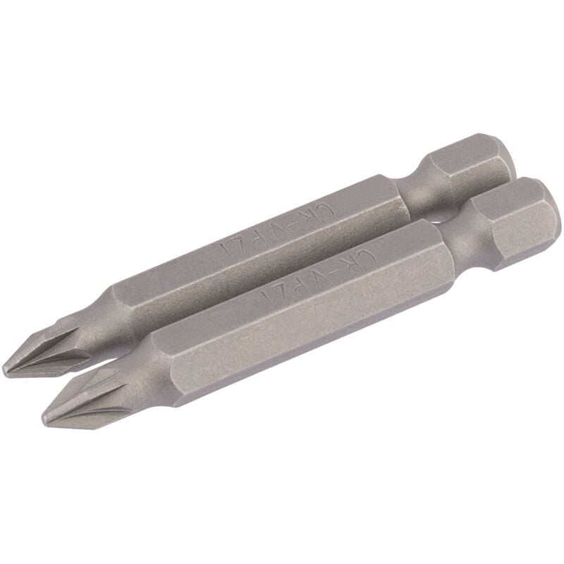 No.1 1/4 Hex. pz Type Insert Bit 50mm Long x 2 (64227) - Draper