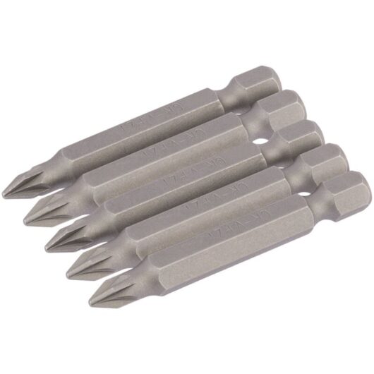 No.1 1/4 Hex. pz Type Insert Bit 50mm Long x 5 (64281) - Draper