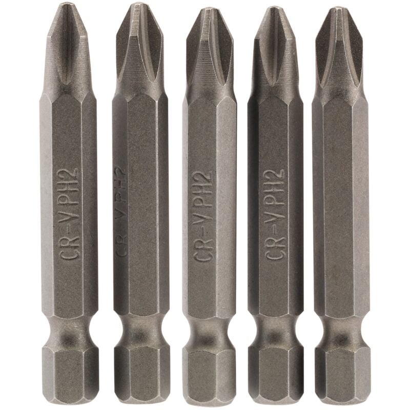 No.2 1/4 Hex. Cross Slot Insert Bit 50mm Long x 5 (64288) - Draper