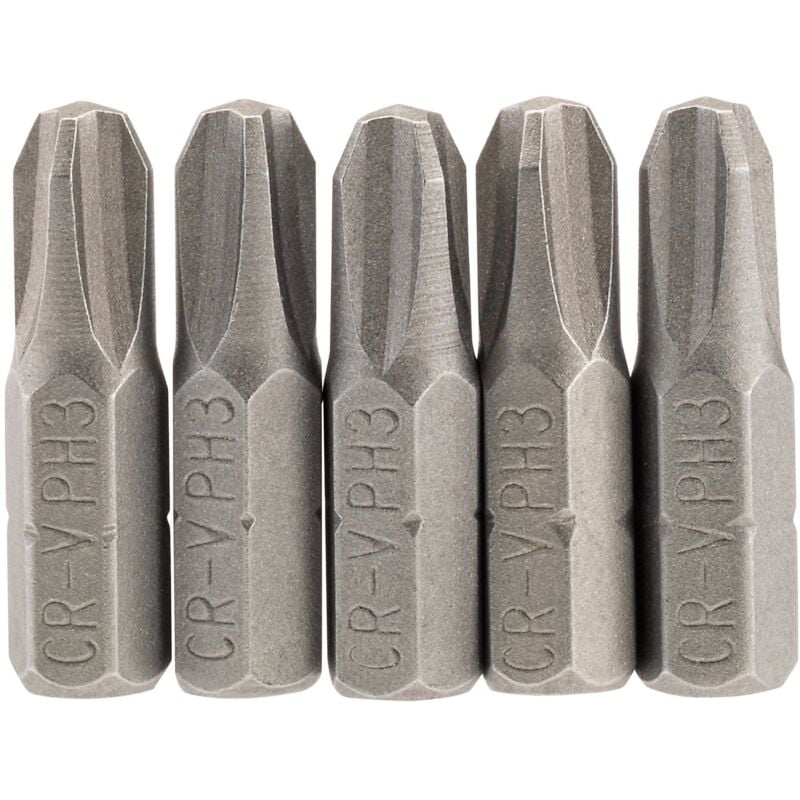 No.3 1/4 Hex. Cross Slot Insert Bit 25mm Long x 5 (64023) - Draper