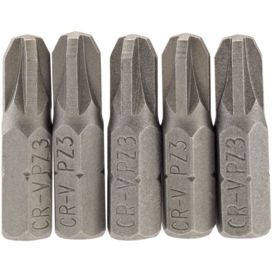 No.3 1/4 Hex. pz Type Insert Bit 25mm Long x 5 (64016) - Draper