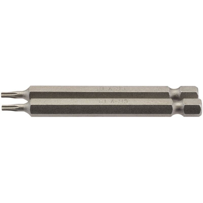 T8 1/4 Hex. TX-STAR&174 Insert Bit 75mm Long x 2 (66830) - Draper