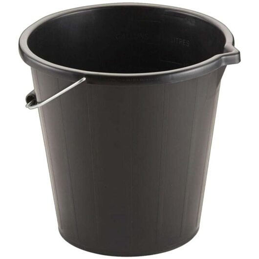 10 x 14 Litre Black Plastic Water Storage Cement Mixing Buckets