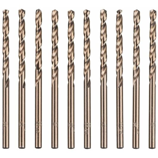 10pcs M35 HSS Cobalt Gold HSS Twist Drill Bit Set for Metric High Speed Drills 3mm x 63mm for Drilling Stainless Steel and Metal