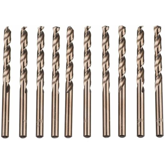 10pcs M35 HSS Cobalt Gold HSS Twist Drill Bit Set for Metric High Speed Drills 6mm x 93mm for Drilling Stainless Steel and Metal