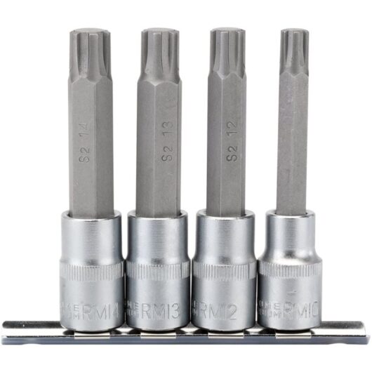 1/2' Sq. Dr. Ribe&174 Socket Bit Set (4 piece) (16345) - Draper