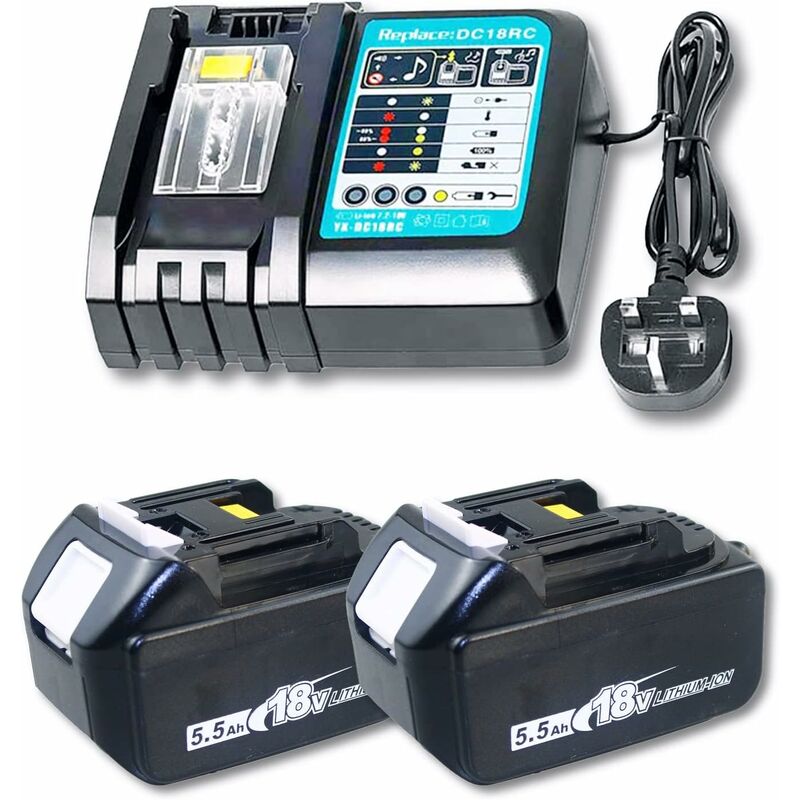 18V 2xBattery 5.5A BL1830 LXT400 + DC18RC Charger-Compatible with Makita Tool
