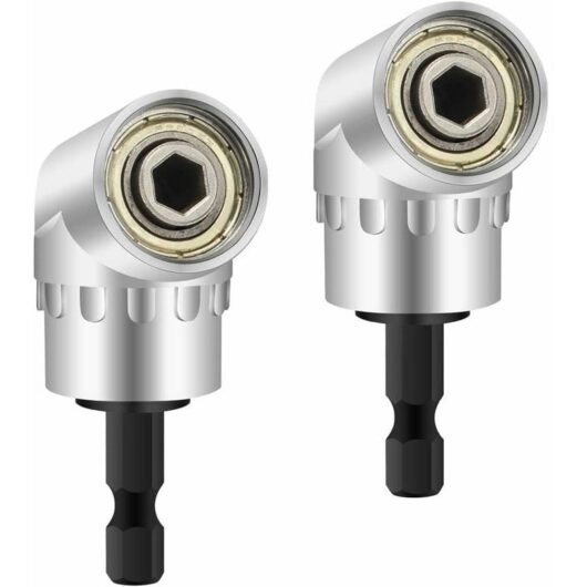 2 Piece Right Angle Drills Angled Adapter Driver and Screwdriver Drill Attachment With Magnetic Bit Holder Quick Change 6mm Hex 1 / 4- inch Drill