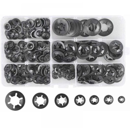 280pcs Spring Washers Spring Washers, Steel Spring Washers Quick Lock Spring Washers M3 M4 M5 M6 M8 M10 M12, 7 Sizes, Black mumu