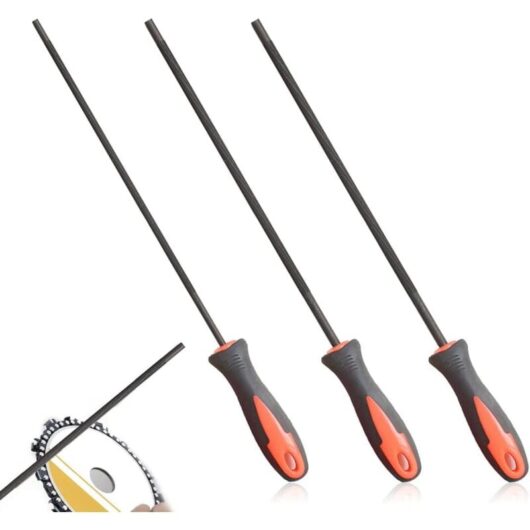 3 PCS Chainsaw File, Chainsaw Chain File, Chainsaw Chain Sharpening, with Handle, Easy to Hold, There Are 3 Sizes of 4.0mm, 4.8mm, 5.5mm, Suitable