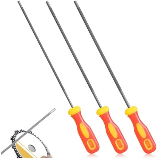 3 Pack Chainsaw Files, Chainsaw Files, Chainsaw Chain Sharpener with Handles, Easy to Hold, 3 Sizes 4.0mm, 4.8mm, 5.5mm, for Chainsaws (Red Yellow)-