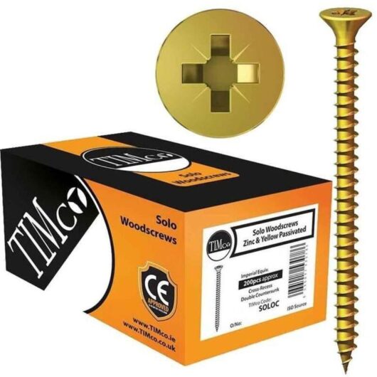 3.5 x 30mm Solo Zinc & Yellow Woodscrew Qty 200 - Timco