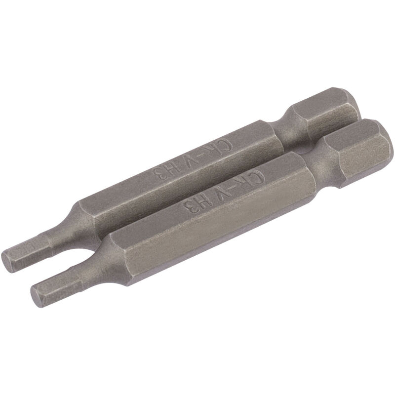 3mm 1/4 Hex. Hexagonal Insert Bit 50mm Long x 2 (64253) - Draper
