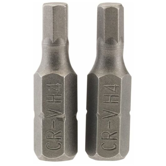 4mm 1/4 Hex. Hexagonal Insert Bit 25mm Long x 2 (63982) - Draper