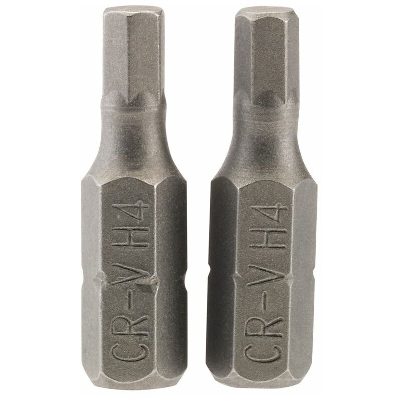 4mm 1/4 Hex. Hexagonal Insert Bit 25mm Long x 2 (63982) - Draper