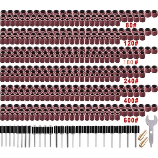 531 Pieces Sanding Drum Set for Rotary Tools, with 504 Pieces Sanding Drum 24 Pieces Drum Mandrel 2 Pieces Self-Tightening Mandrel
