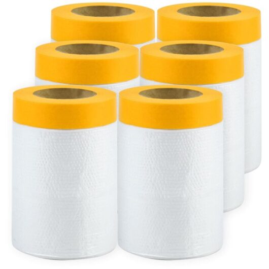 6 Rolls Masker With Masking Tape, Masking Film, Masking Tape With, Paint Protection Tarpaulin (55cm 20m)