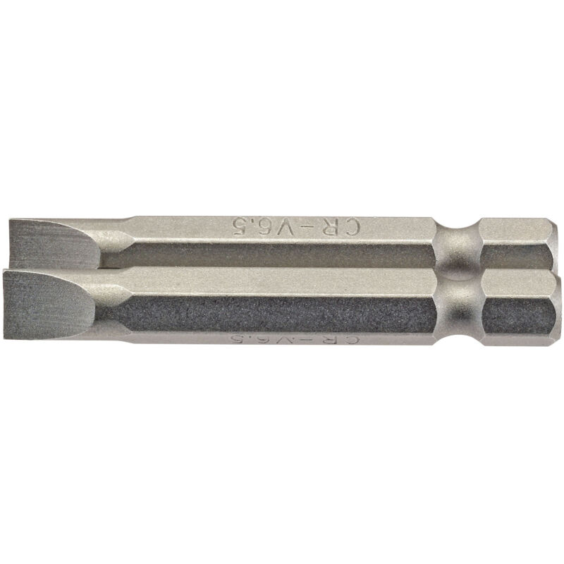 6.5mm 1/4 Hex. Plain Slot Insert Bit 50mm Long x 2 (64103) - Draper