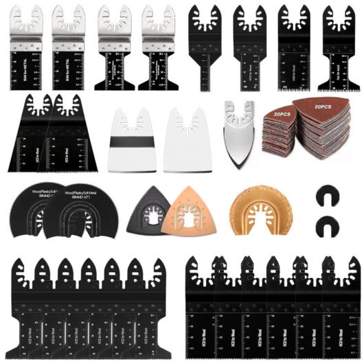 72 Piece Oscillating Saw Blade KitWood/Metal/PlasticUniversal Oscillating Multi-Tool Blade, Quick Release Saw Blade Compatible Multimaster Ryobi