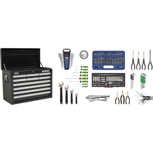 AP33109BCOMBO Superline PRO® Topchest 10 Drawer with 140pc Tool Kit - Black - Sealey