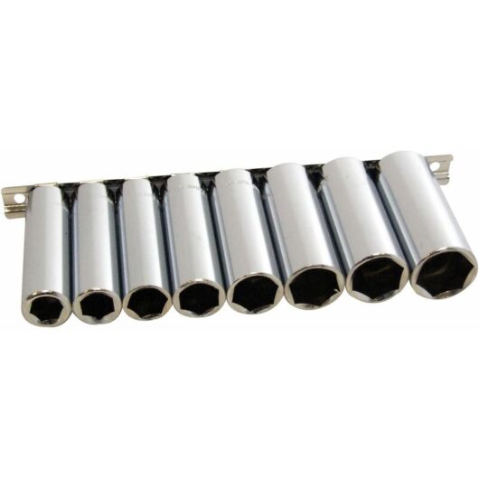Am-tech - 9PC 1/2 drive deep socket set metric long reach 13-24MM rail warranty I6600