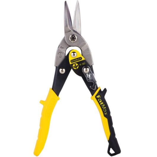 Aougo - Aviation Snips Straight Head Forged Steel Chrome Double Pivot Action for More Power Ergonomic Handles Robust and Ergonomic Range 2-14-563