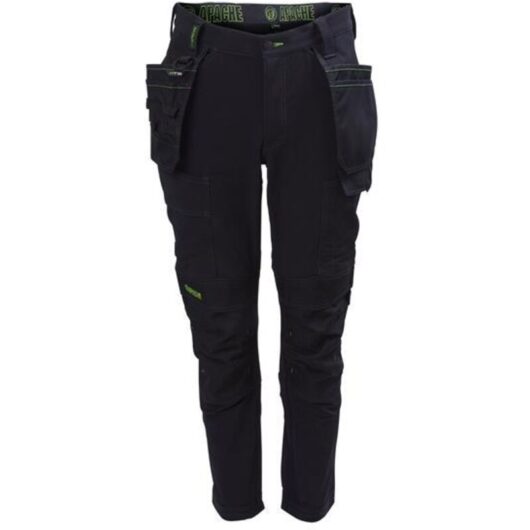 Apache Calgary Black Stretch Holster Trousers for Men, Waist 32 Inches, Leg 33 Inches, Model APACALG3332