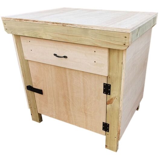 Arbor Garden Solutions - Wooden mdf top storage workbench with lockable cupboard and drawers (V.4) (H-90cm, D-70cm, L-90cm)