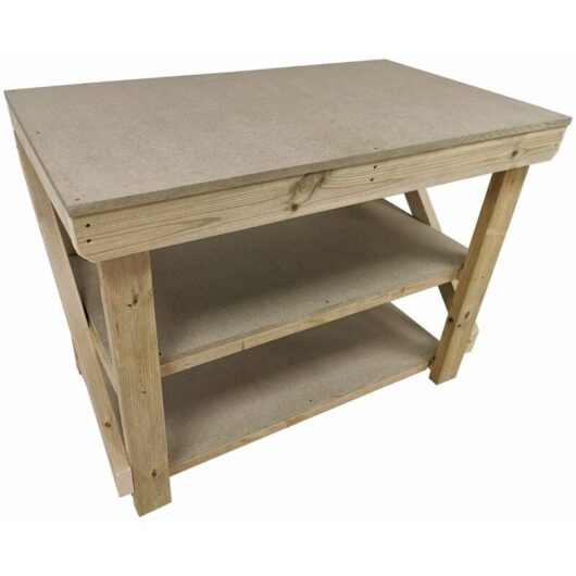 Arbor Garden Solutions - Wooden workbench 18mm uniMDF Moisture resistant top (H-90cm, D-70cm, L-120cm) with double shelf - natural