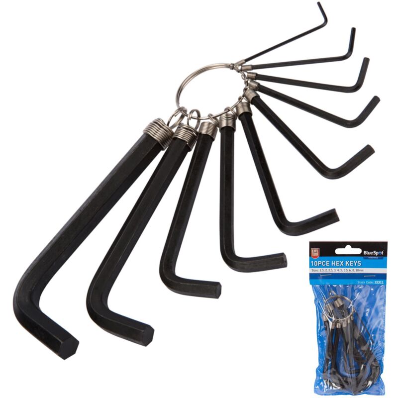 Blue Spot Tools - 10 Piece Metric Hex Key Set (1.5-10mm)