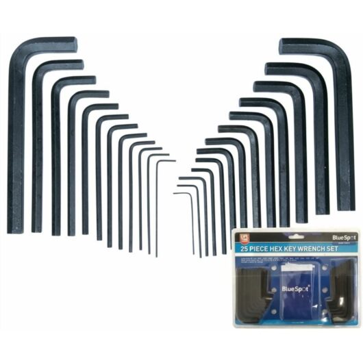 Blue Spot Tools - 25 Pce Metric and Imperial Hex Key Wrench Set With Pouch