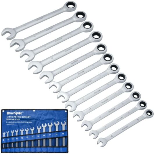 Blue Spot Tools - BlueSpot 12pc Combination Ratchet Spanner Set Ratcheting Ring Head 8mm - 19mm