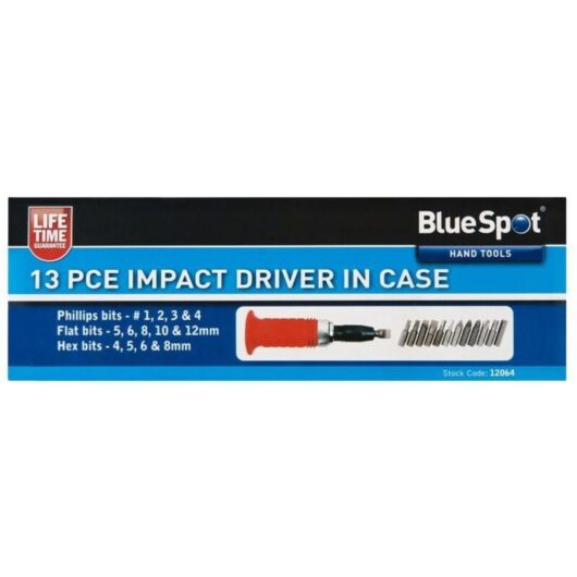 Blue Spot Tools - BlueSpot 13pc Impact Screwdriver Screw Socket Tool With Bits Set 1/2' Inch Drive