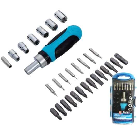 Blue Spot Tools - BlueSpot 30pc Ratchet Screwdriver Bit Set ph pz sl Torx 1/4' Drive Socket Bits
