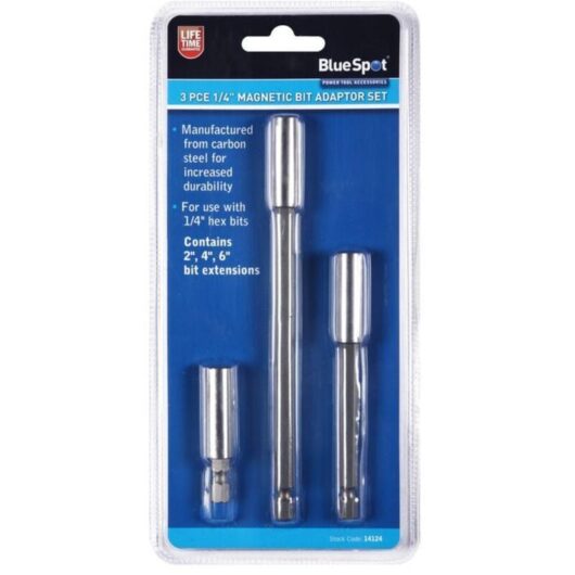 Blue Spot Tools - BlueSpot 3pc Magnetic Bit Holder Set Drill Driver 1/4' Hex Drive For Screw Bit