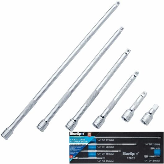 Blue Spot Tools - BlueSpot 6pc 1/4' Drive Socket Extension Bar Set 32 50 100 150 200 275mm Long