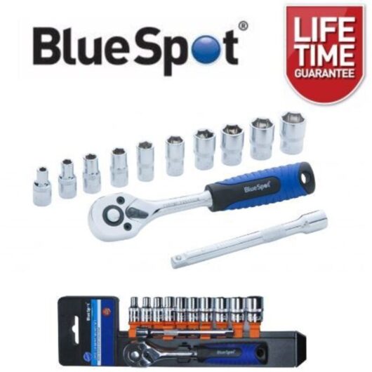 Blue Spot Tools - Bluespot 12 Pc Metric Socket 1/4' Drive Ratchet Extention Bar Set 4mm to 13mm
