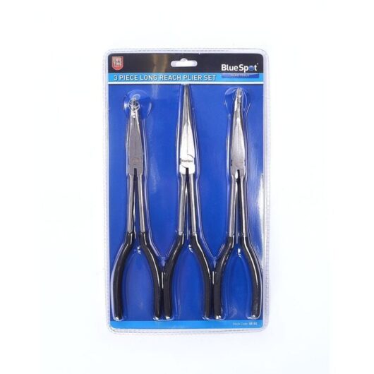 Blue Spot Tools - Bluespot 3pc Extra Large 11' 275mm Long Nose Plier Set Straight Bent Tip Mechanics Pliers