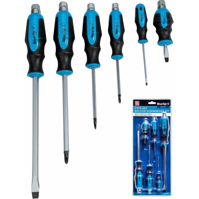 Blue Spot Tools - Bluespot Tools Hex Bolster Screwdriver Set, 6 Piece sl/ph