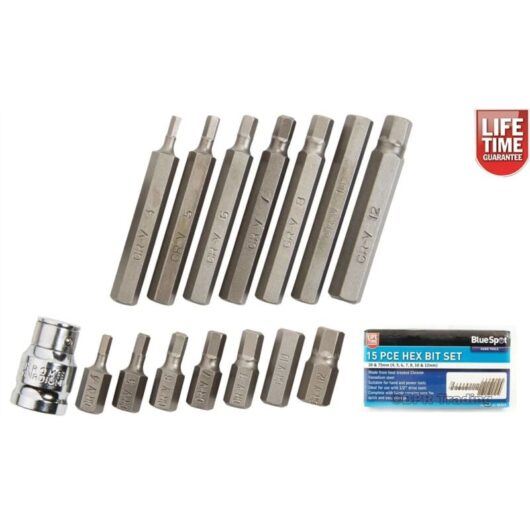 BlueSpot Tools 1513 Hex Bit Set, 15 Piece B/S1513