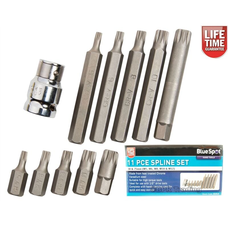 BlueSpot Tools 1515 Spline Bit Set, 11 Piece B/S1515