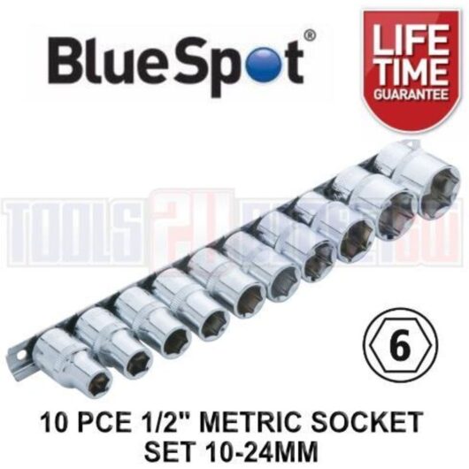 Bluespot - Blue Spot Tools 1/2in Drive Socket Set on Rail, 10 Piece B/S01526