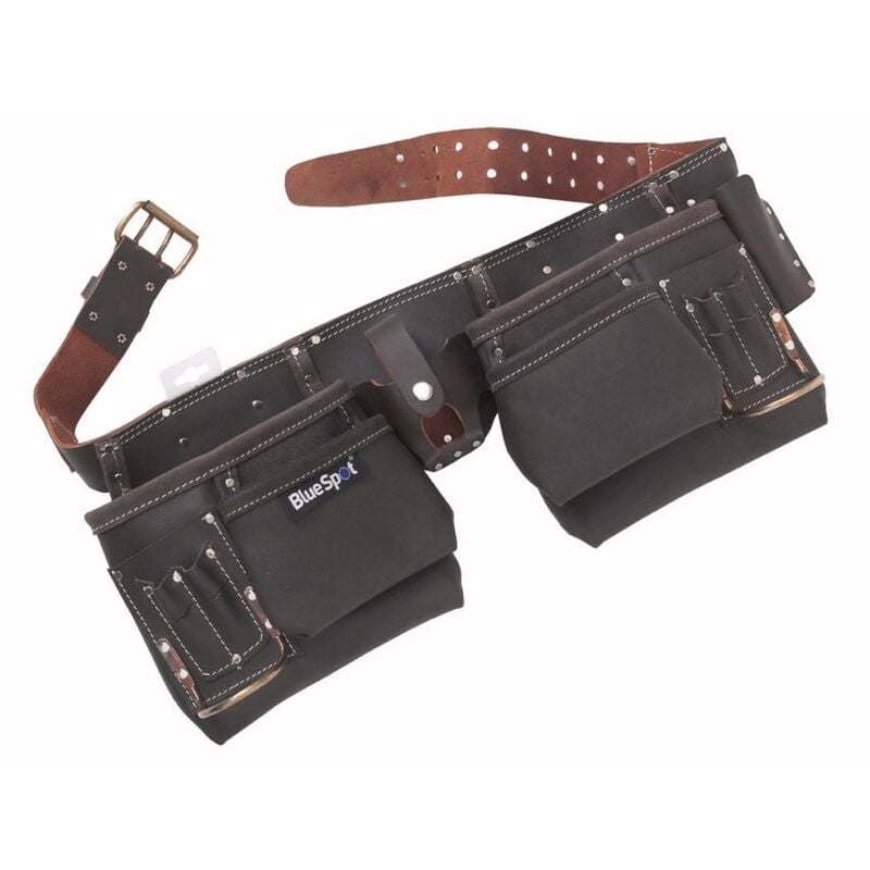 Bluespot Deluxe Oil Tanned Leather Double Tool Nail Screw Pouch 11 Pocket