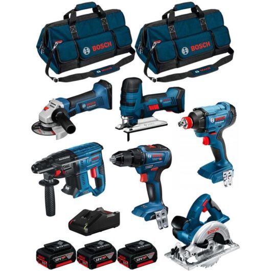 Bosch - Kit 18V BK601BAG (gdx 18V-180+GSR 18V-55+GKS 18V-LI+GST 18V-LI s+gbh 18V-21+GWS 18-125V-LI+3 x 4,0Ah+GAL18V-40+2 Bags)